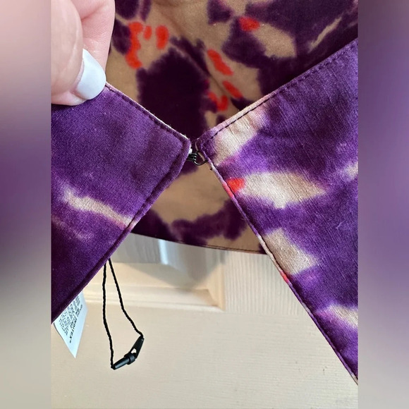 NEW! ZARA Purple Tie Dye Floral Bandeau Top SMALL DARING Hippie Boho Criss Cross - Picture 8 of 13